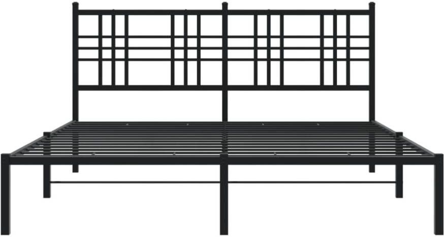 VidaXL -Bedframe-met-hoofdbord-metaal-zwart-150x200-cm - Foto 2