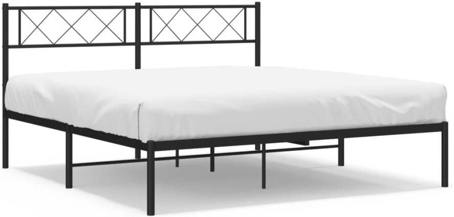 VidaXL -Bedframe-met-hoofdbord-metaal-zwart-160x200-cm - Foto 8