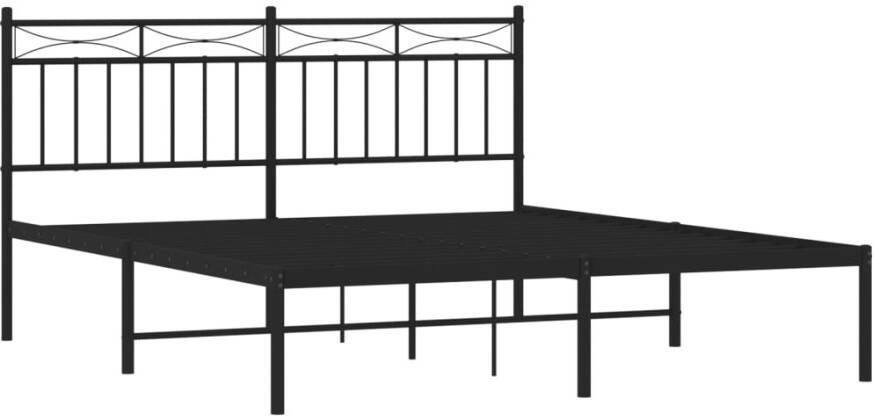 VidaXL -Bedframe-met-hoofdbord-metaal-zwart-160x200-cm - Foto 4