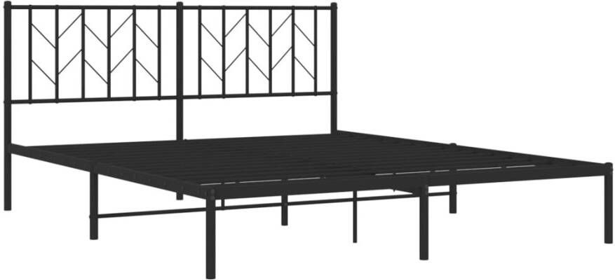 VidaXL -Bedframe-met-hoofdbord-metaal-zwart-160x200-cm - Foto 4