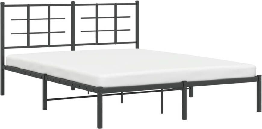 VidaXL -Bedframe-met-hoofdbord-metaal-zwart-160x200-cm - Foto 4