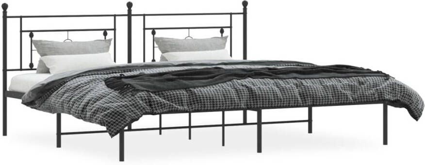 VidaXL -Bedframe-met-hoofdbord-metaal-zwart-200x200-cm