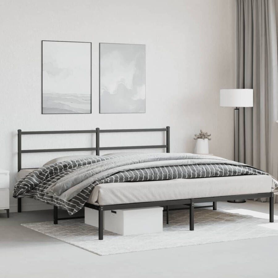 VidaXL -Bedframe-met-hoofdbord-metaal-zwart-200x200-cm