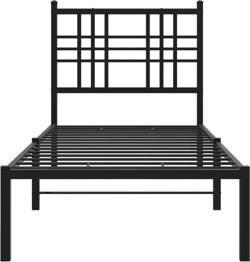 VidaXL -Bedframe-met-hoofdbord-metaal-zwart-80x200-cm - Foto 2