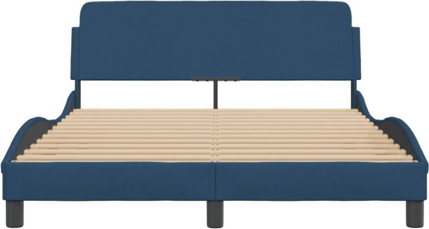 VidaXL -Bedframe-met-hoofdbord-stof-blauw-120x200-cm - Foto 2