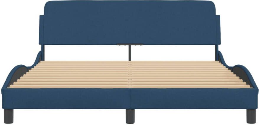 VidaXL Bedframe met hoofdeinde zonder matras 160x200 cm stof blauw - Foto 3
