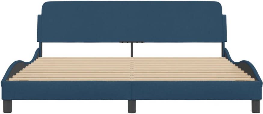 VidaXL -Bedframe-met-hoofdbord-stof-blauw-180x200-cm - Foto 2