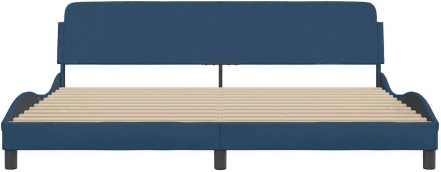 VidaXL -Bedframe-met-hoofdbord-stof-blauw-200x200-cm - Foto 2