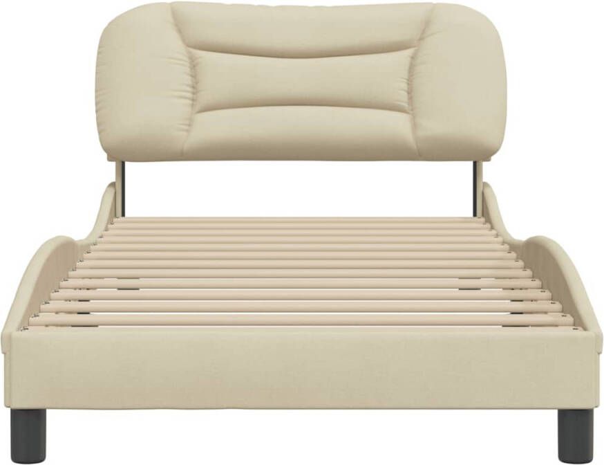VidaXL Bedframe zonder matras 100x200 cm stof crÃ¨mekleurig - Foto 2