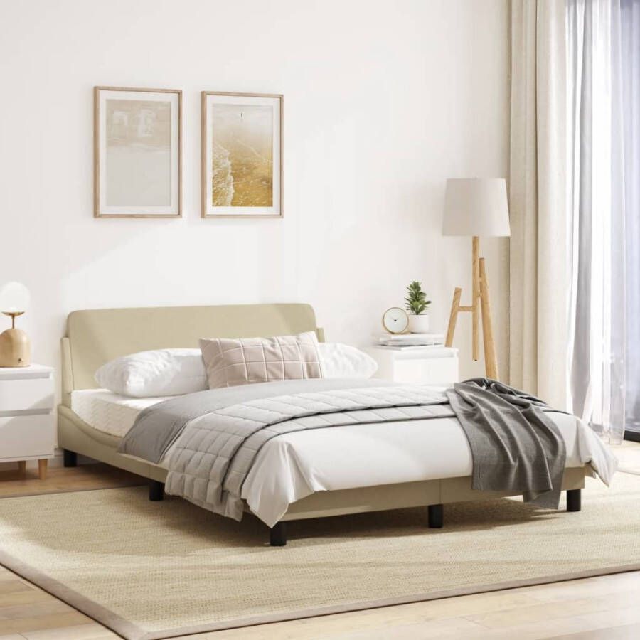 VidaXL Bedframe zonder matras 120x200 cm stof crÃ¨mekleurig - Foto 1
