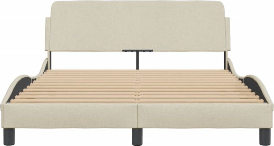 VidaXL -Bedframe-met-hoofdbord-stof-crèmekleurig-120x200-cm - Foto 2