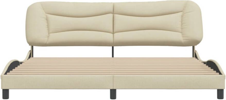 VidaXL -Bedframe-met-hoofdbord-stof-crèmekleurig-200x200-cm - Foto 2