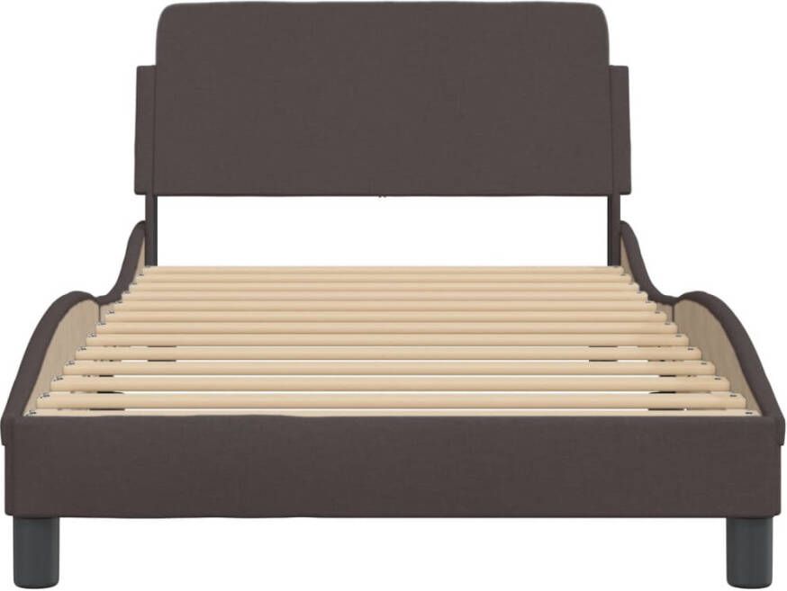 VidaXL -Bedframe-met-hoofdbord-stof-donkerbruin-100x200-cm - Foto 2