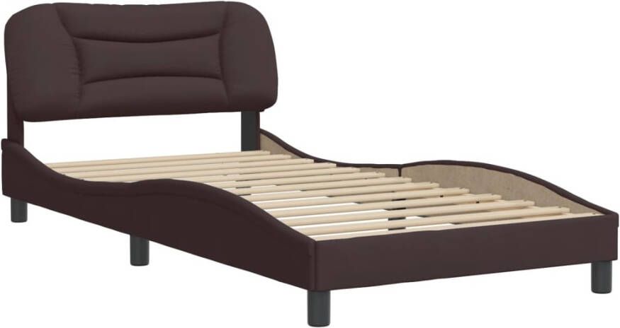 VidaXL -Bedframe-met-hoofdbord-stof-donkerbruin-100x200-cm - Foto 4