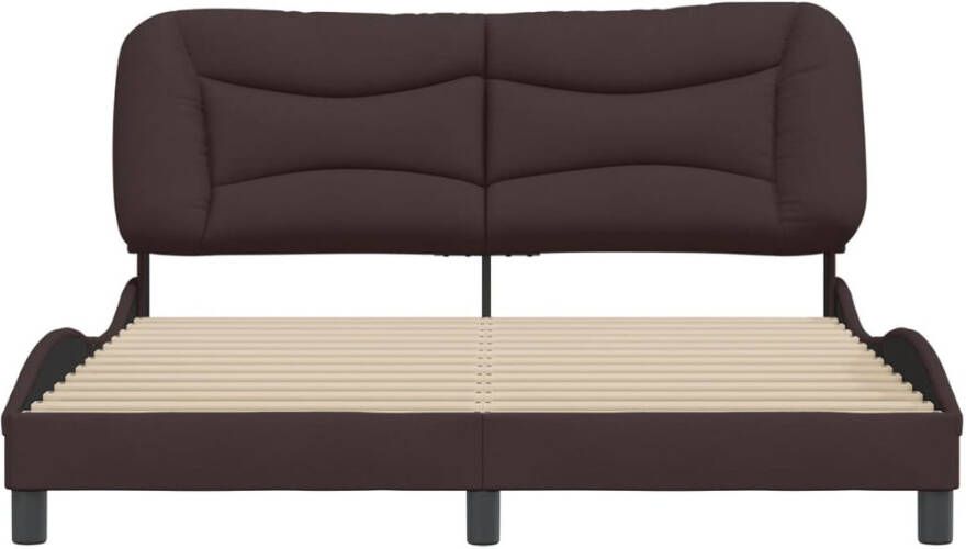 VidaXL -Bedframe-met-hoofdbord-stof-donkerbruin-160x200-cm - Foto 2