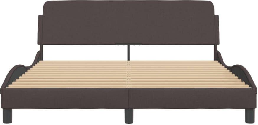 VidaXL -Bedframe-met-hoofdbord-stof-donkerbruin-160x200-cm - Foto 2