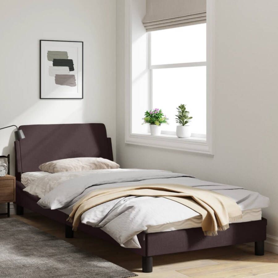 VidaXL -Bedframe-met-hoofdbord-stof-donkerbruin-80x200-cm