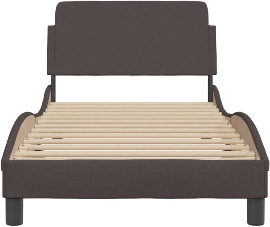 VidaXL -Bedframe-met-hoofdbord-stof-donkerbruin-80x200-cm - Foto 2