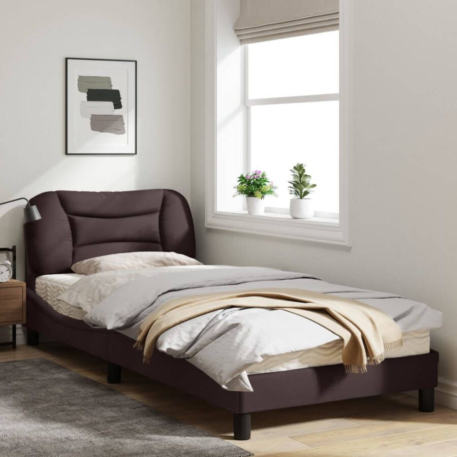 VidaXL -Bedframe-met-hoofdbord-stof-donkerbruin-80x200-cm