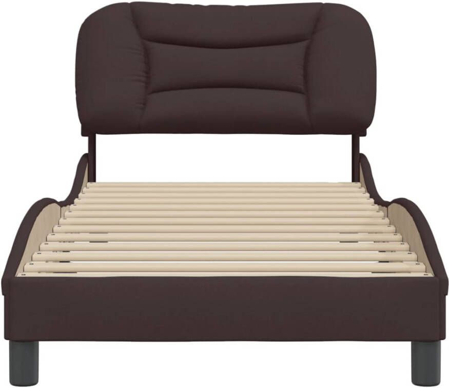 VidaXL -Bedframe-met-hoofdbord-stof-donkerbruin-80x200-cm - Foto 2