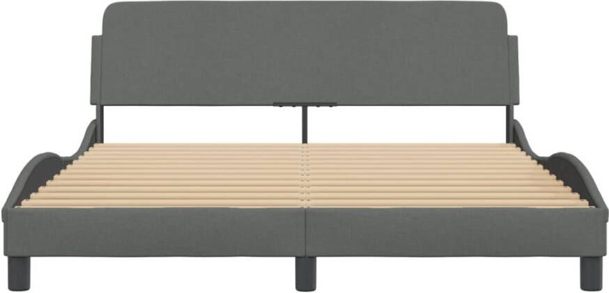 VidaXL -Bedframe-met-hoofdbord-stof-donkergrijs-160x200-cm - Foto 2
