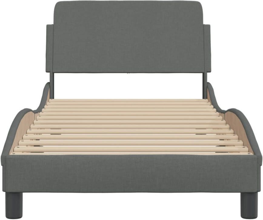 VidaXL -Bedframe-met-hoofdbord-stof-donkergrijs-80x200-cm - Foto 2