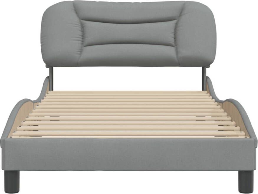 VidaXL -Bedframe-met-hoofdbord-stof-lichtgrijs-100x200-cm - Foto 2