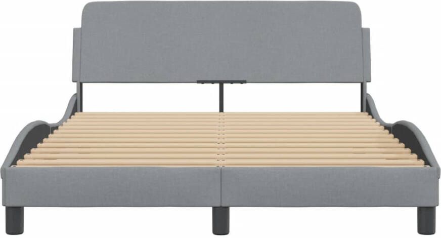 VidaXL -Bedframe-met-hoofdbord-stof-lichtgrijs-120x200-cm - Foto 2