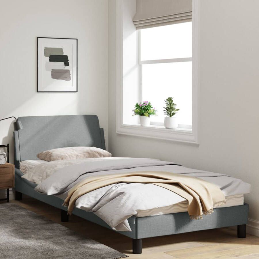 VidaXL -Bedframe-met-hoofdbord-stof-lichtgrijs-80x200-cm