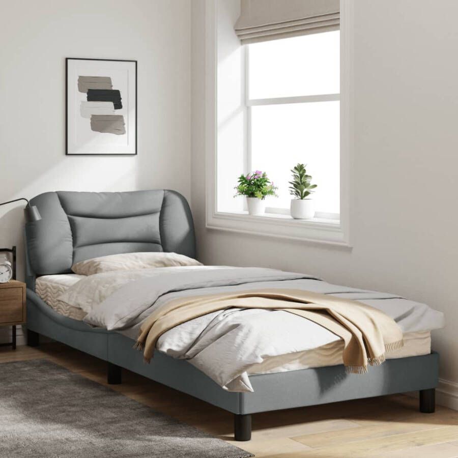 VidaXL -Bedframe-met-hoofdbord-stof-lichtgrijs-80x200-cm - Foto 1