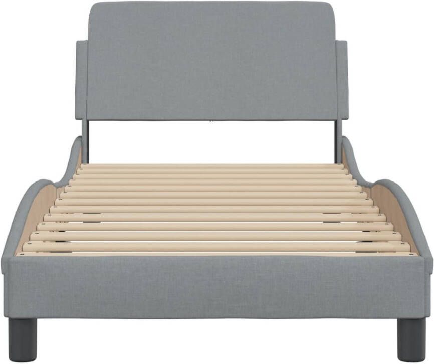 VidaXL -Bedframe-met-hoofdbord-stof-lichtgrijs-90x200-cm - Foto 2