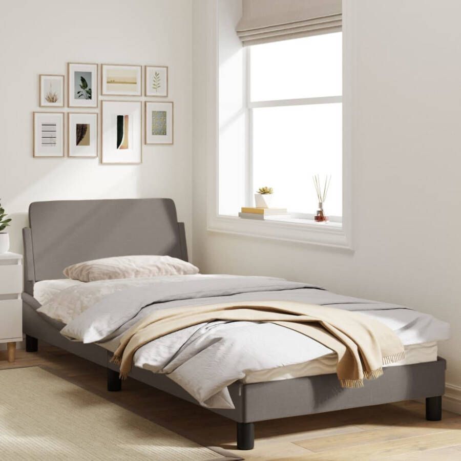 VidaXL Bedframe met hoofdeinde zonder matras 90x190 cm stof taupe