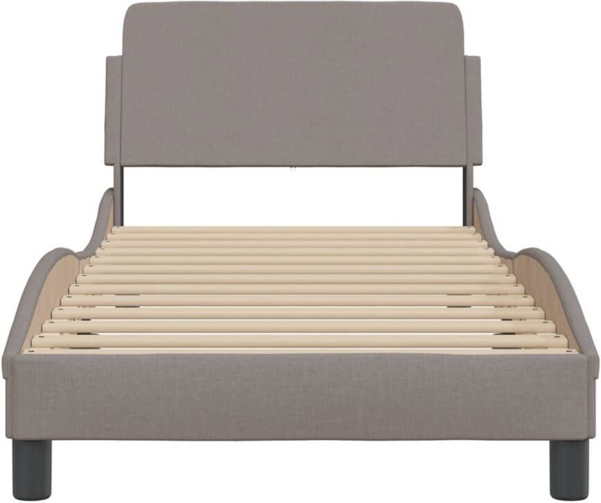 VidaXL Bedframe met hoofdeinde zonder matras 90x190 cm stof taupe - Foto 2