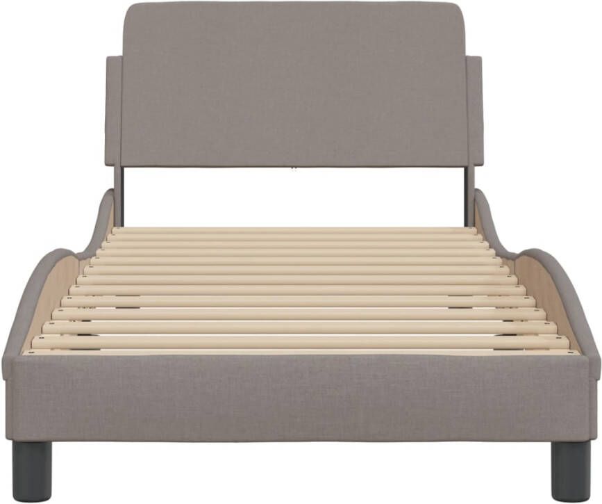 VIDAXL Bedframe met hoofdeinde zonder matras 90x200 cm stof taupe - Foto 2