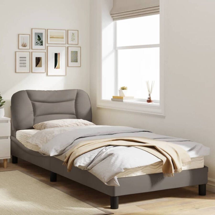 VidaXL -Bedframe-met-hoofdbord-stof-taupe-90x200-cm