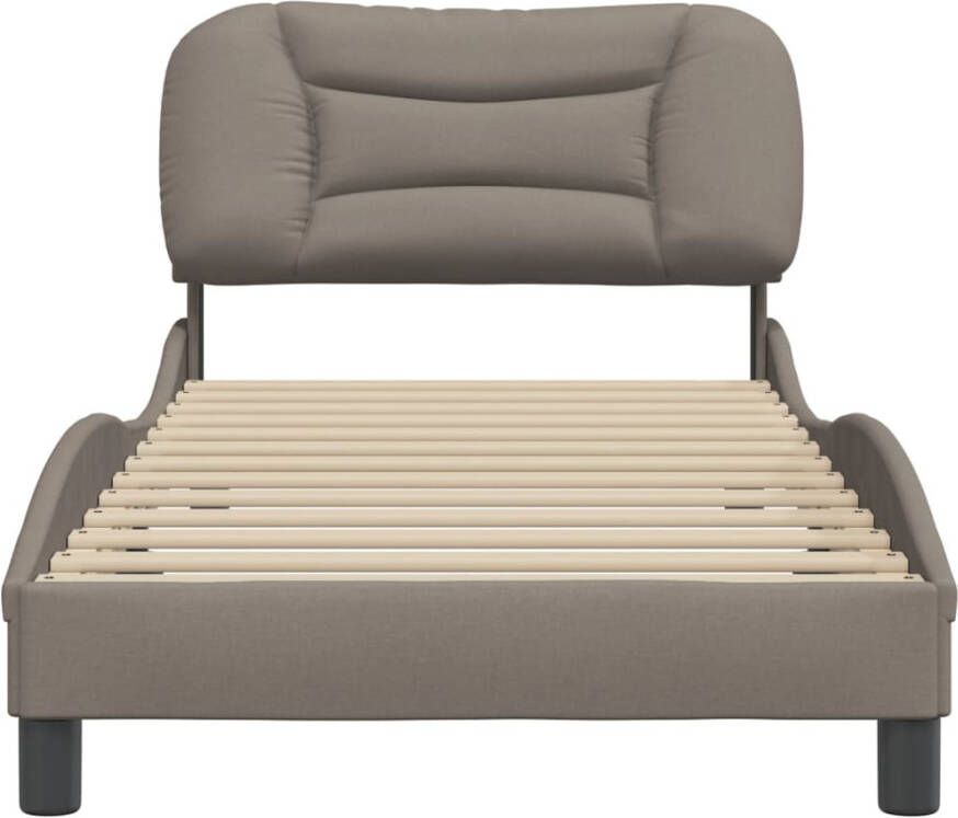 VidaXL -Bedframe-met-hoofdbord-stof-taupe-90x200-cm - Foto 2