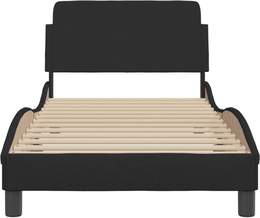 VIDAXL Bedframe met hoofdeinde zonder matras 80x200 cm stof zwart - Foto 2