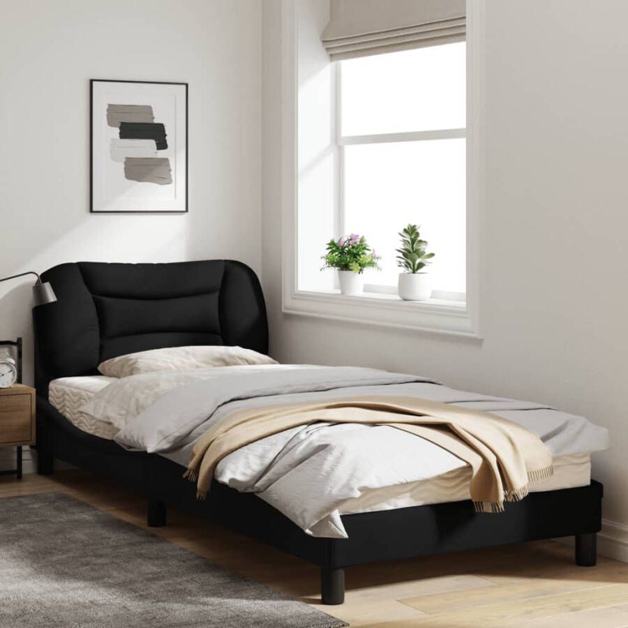 VidaXL -Bedframe-met-hoofdbord-stof-zwart-80x200-cm