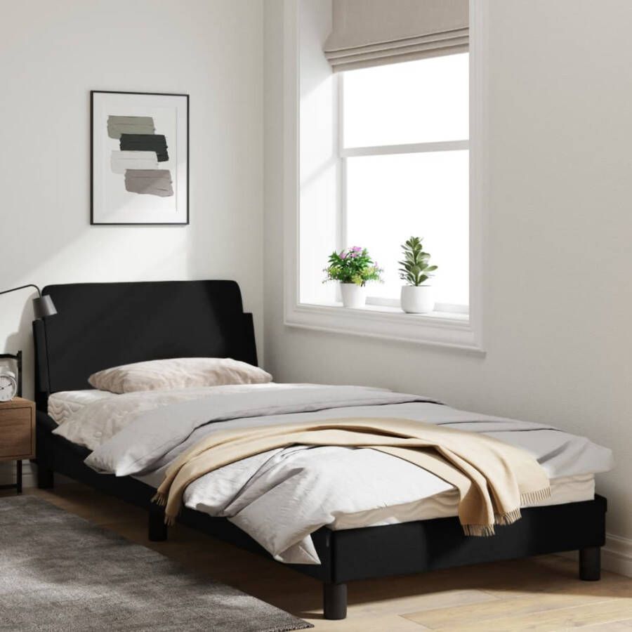 VidaXL Bedframe met hoofdeinde zonder matras 90x200 cm stof zwart