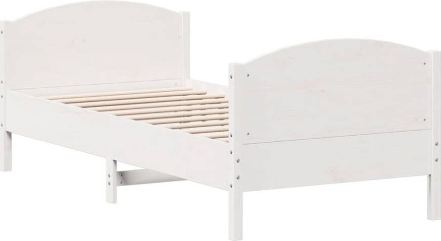 VidaXL -Bedframe-met-hoofdeinde-100x200-cm-massief-grenenhout-wit - Foto 5