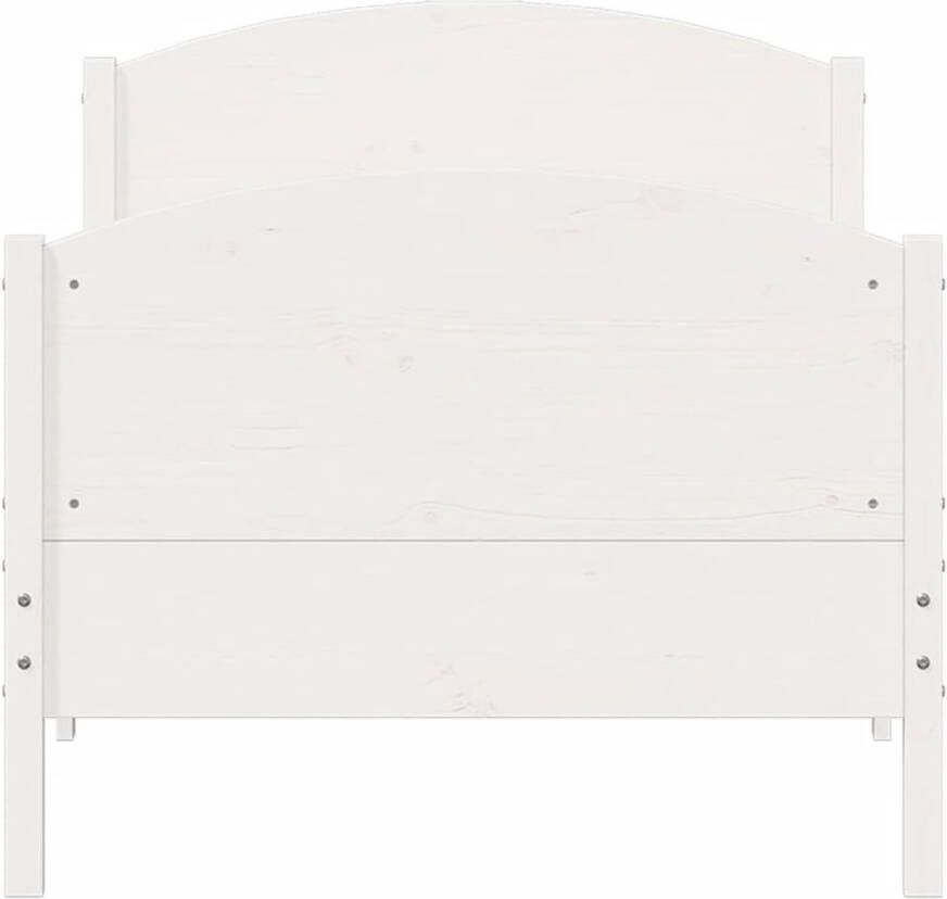 VidaXL -Bedframe-met-hoofdeinde-100x200-cm-massief-grenenhout-wit - Foto 2