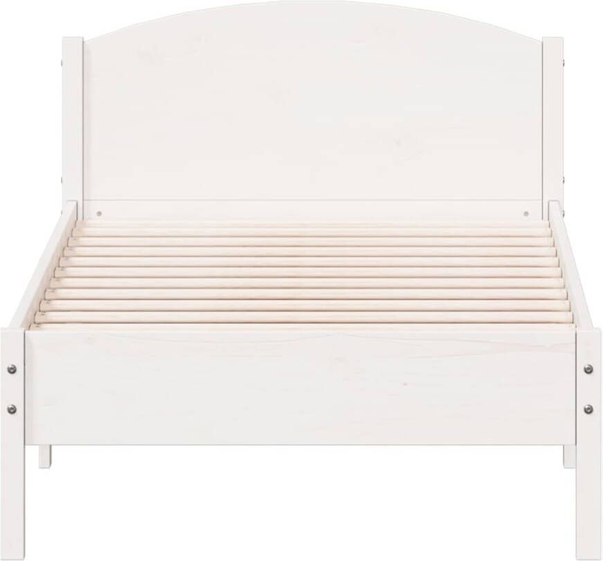 VidaXL -Bedframe-met-hoofdeinde-100x200-cm-massief-grenenhout-wit - Foto 2