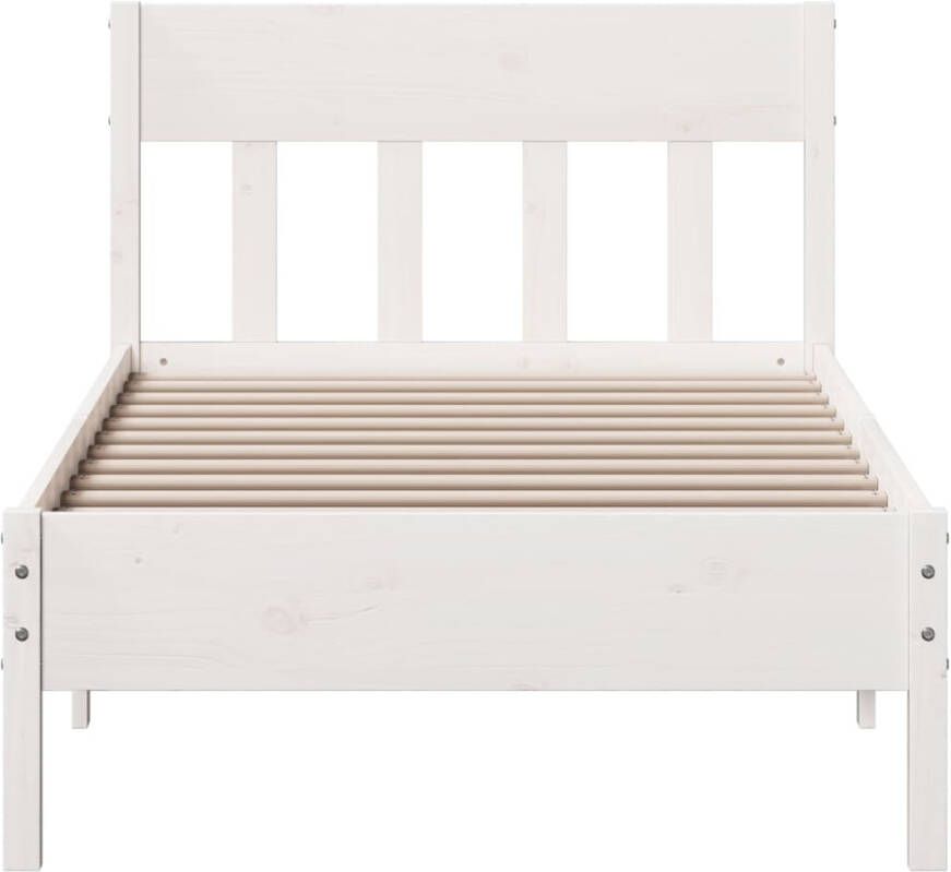 VidaXL -Bedframe-met-hoofdeinde-100x200-cm-massief-grenenhout-wit - Foto 2