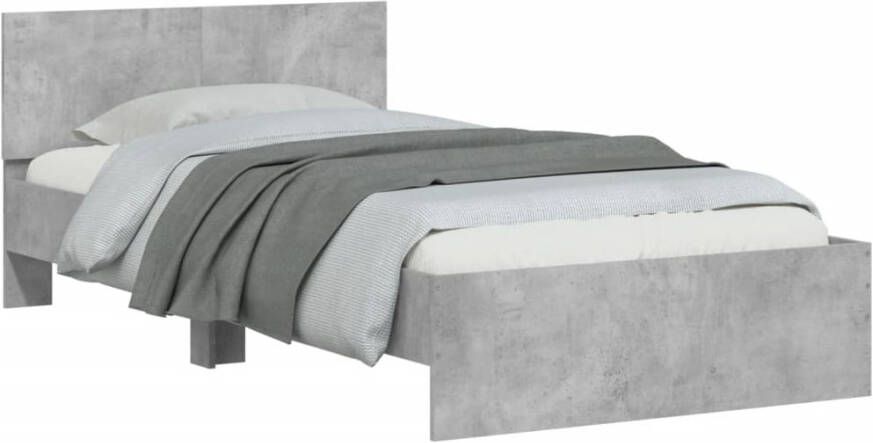 VidaXL -Bedframe-met-hoofdeinde-bewerkt-hout-betongrijs-100x200-cm - Foto 4