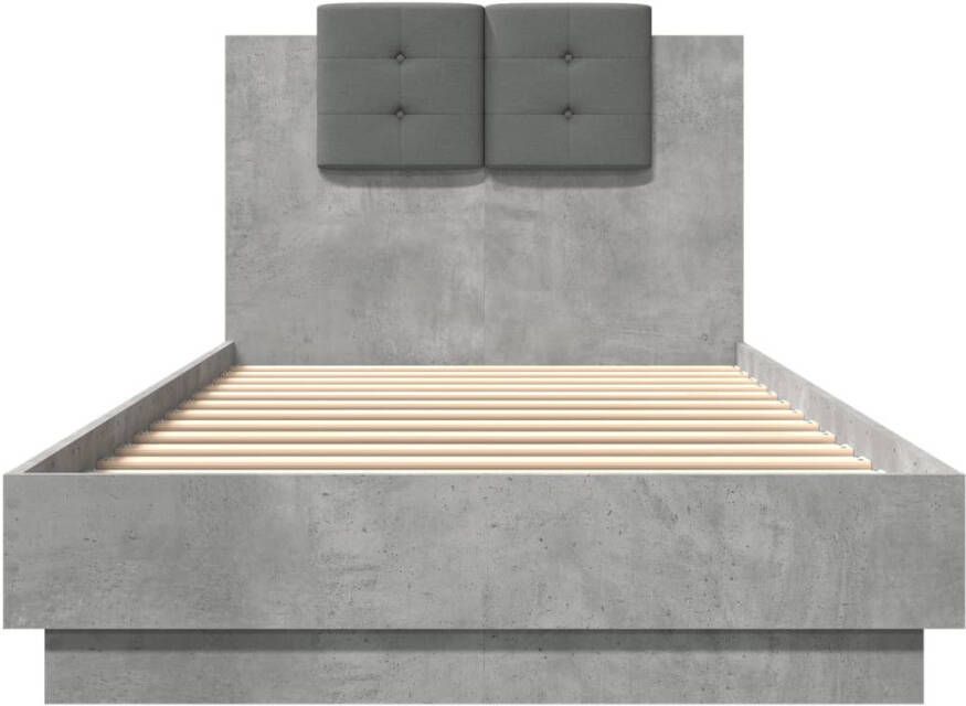 VidaXL -Bedframe-met-hoofdeinde-bewerkt-hout-betongrijs-100x200-cm - Foto 2