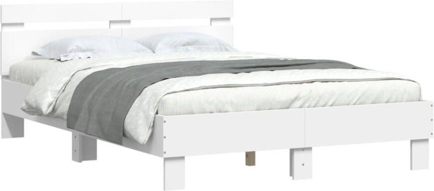 VidaXL -Bedframe-met-hoofdeinde-bewerkt-hout-wit-135x190-cm - Foto 4