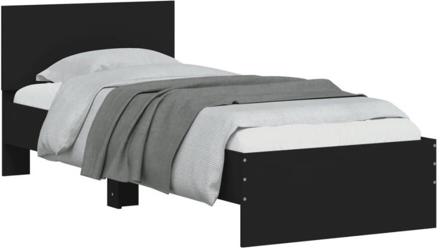 VidaXL -Bedframe-met-hoofdeinde-bewerkt-hout-zwart-90x200-cm - Foto 4