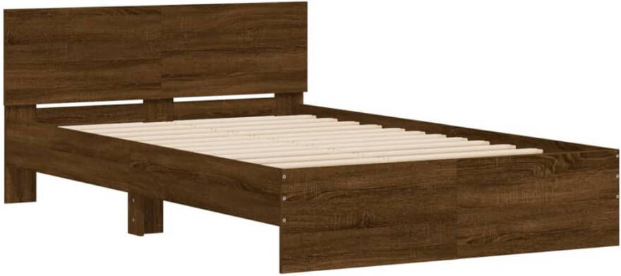VidaXL -Bedframe-met-hoofdeinde-bruin-eikenkleurig-135x190-cm - Foto 5