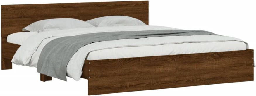 VidaXL -Bedframe-met-hoofdeinde-bruin-eikenkleurig-180x200-cm