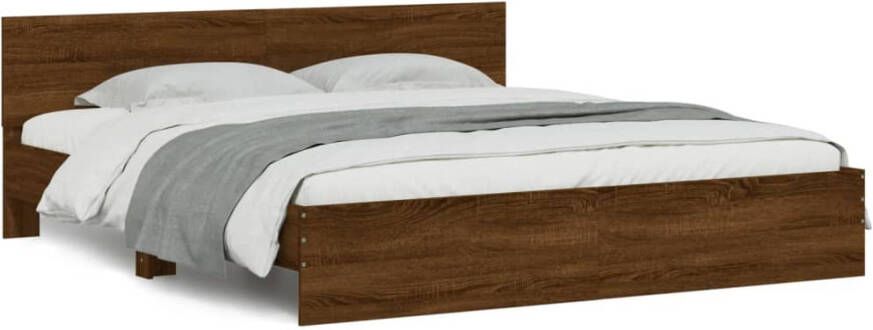 VidaXL -Bedframe-met-hoofdeinde-bruin-eikenkleurig-200x200-cm